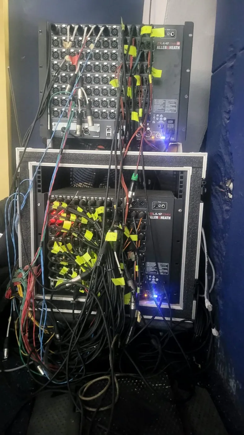 Equipment rack with neatly labelled cables